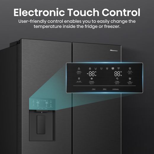 Hisense American Fridge Freezer - Stainless Steel - Annotation - Electronic touch control