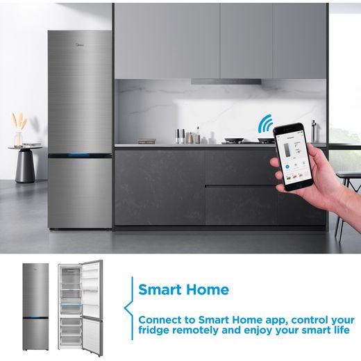 Midea Spacemaster MDRB600MIC46P Wifi Connected 201cm High 70/30 Frost Free Fridge Freezer - Black - Annotation - Smart Home