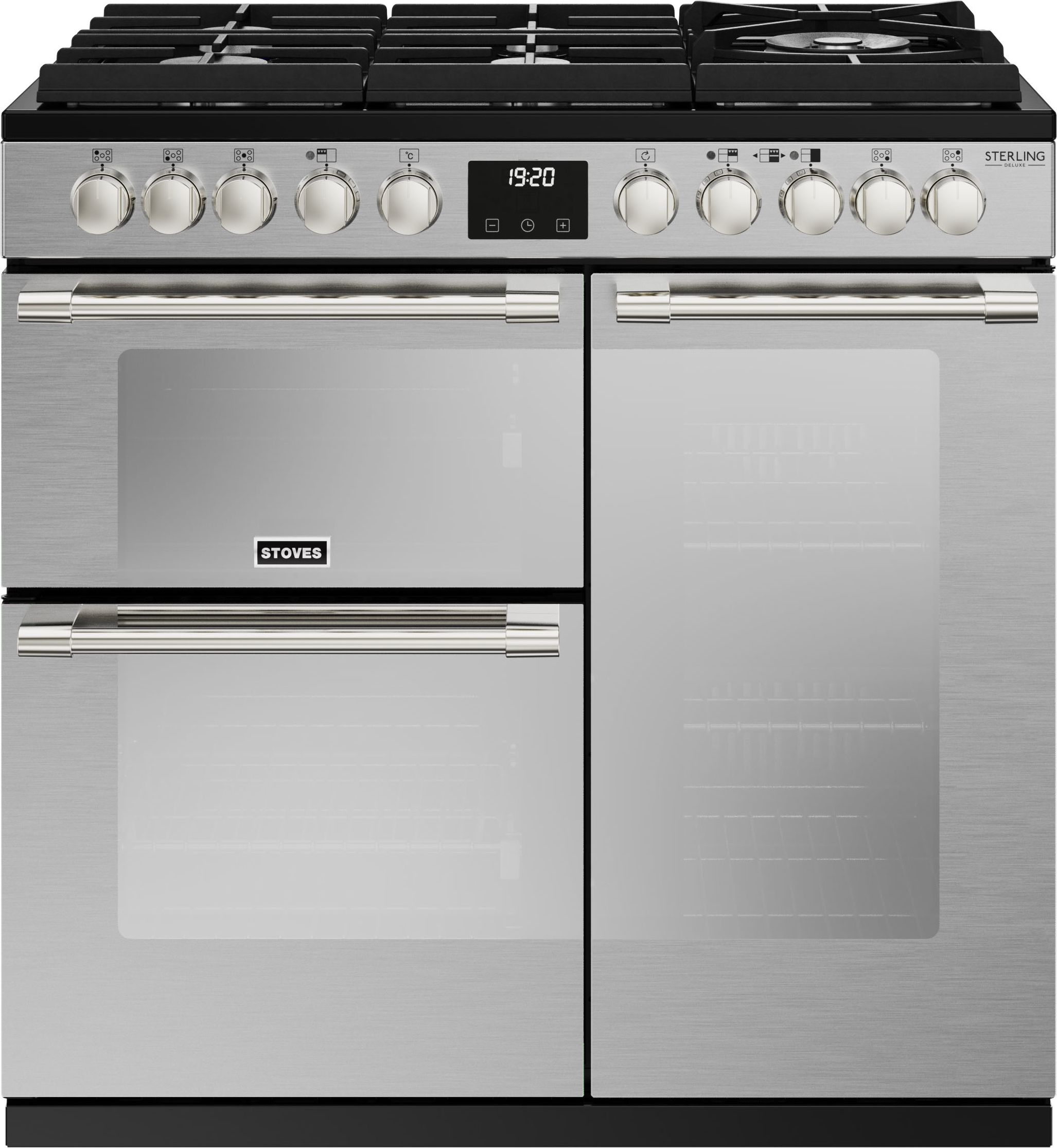 Stoves Sterling Deluxe ST DX STER D900DF GTG SS 90cm Dual Fuel Range Cooker - Stainless Steel - A/A/A Rated, Stainless Steel