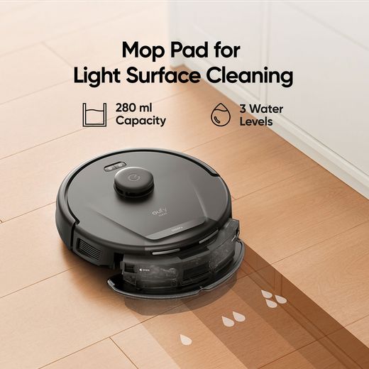 Eufy L60 Hybrid with Self Empty Station Robotic Vacuum Cleaner - Black - Annotation - mop pad shot