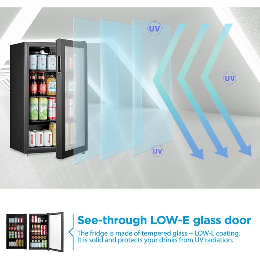 Midea Wine Cooler - Black - annotation - low e glass door shot