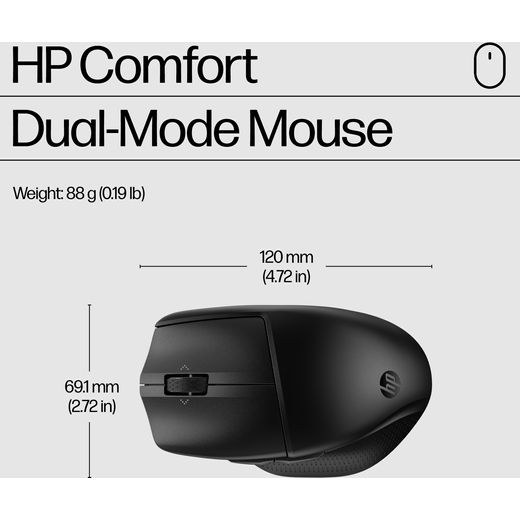 HP 680 Comfort Keyboard and Mouse Combo Wireless Keyboard - Black - Annotation - Dimensions