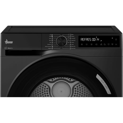 Hoover Pro Wash Series 3 HBR 10N3BJX-80 Wifi Connected Heat Pump Tumble Dryer - Matt Black - control panel shot