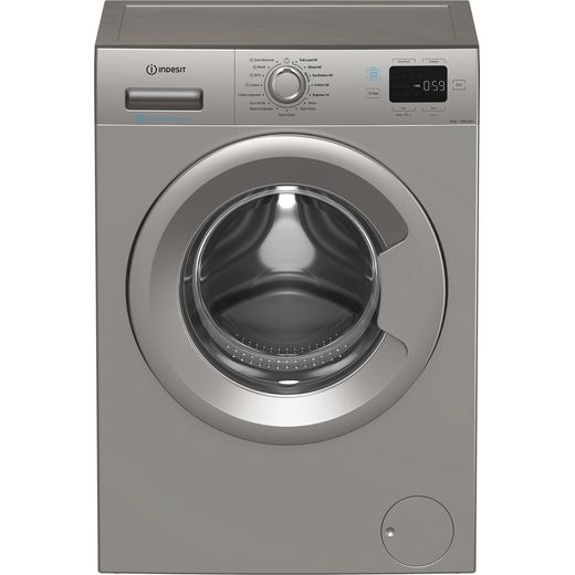 Indesit IP 846S PUSH&GO UK 8kg Washing Machine with 1400 rpm - Silver - high perspective shot 