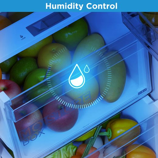 Midea Frost Free Fridge Freezer - Stainless Steel - Annotation - Humidity control