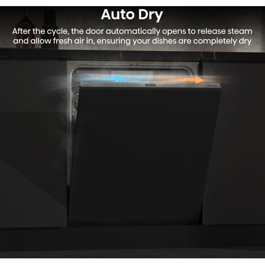Hisense HV16AUK Full-Size Fully Integrated Dishwasher - Annotation - Auto Dry