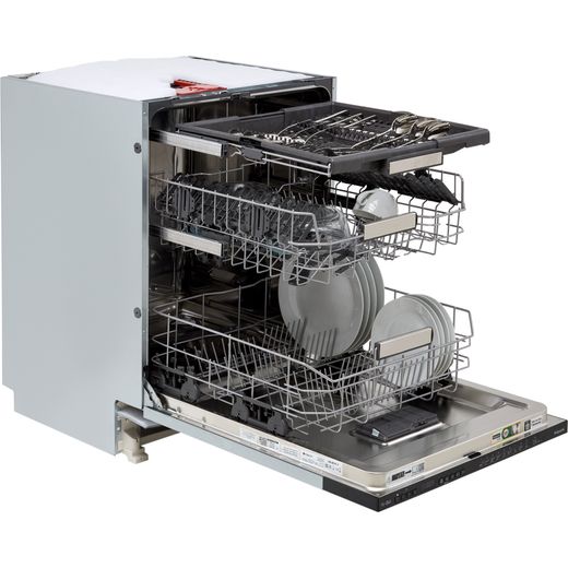 Hotpoint Fully Integrated Standard Dishwasher - Black with Fixed Door Fixing Kit  - Right perspective with door open shot