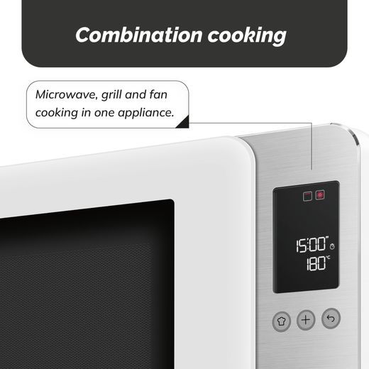 Smeg Collezione MOC02WHMUK 27 Litre 30cm High, Freestanding Small Combination Microwave Oven - White - annotation - combo cooking