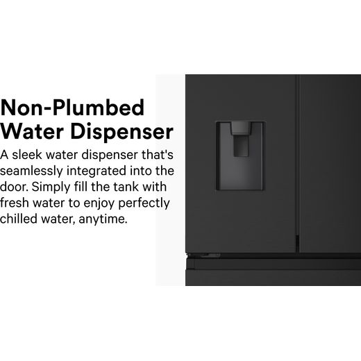 Hisense PureFlat American Fridge Freezer - Black / Stainless Steel - Annotation - Non plumbed water dispenser shot
