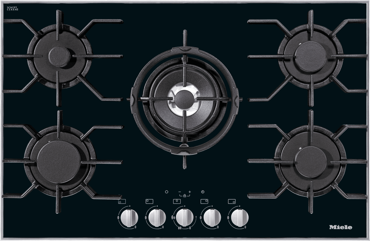 Miele 80cm Gas Hob - 5 Burner - Obsidian Black