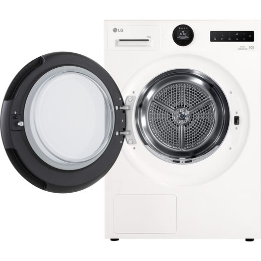 LG VX70 Series AI Dry RHX7010TWB Wifi Connected 10Kg Heat Pump Tumble Dryer - White - Front with door open shot
