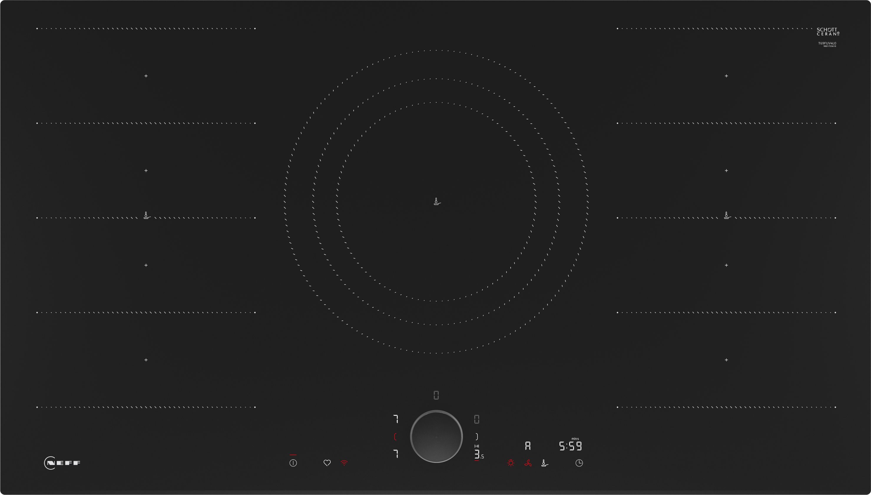 Image of NEFF N90 T69FUV4L0 92cm Induction Hob - Black, Black