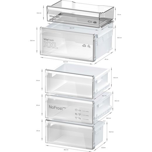 Bosch Series 4 KGN392LAGG 203cm 70/30 Fridge Freezer - Stainless Steel Effect - Annotation - dimension shot
