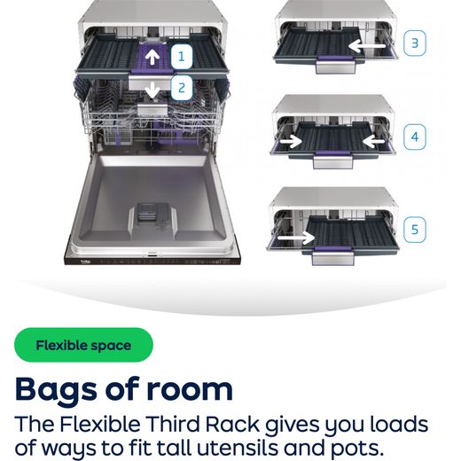 Beko Integrated Standard Dishwasher - Black  - AO Annotation -  Flexible-Racks