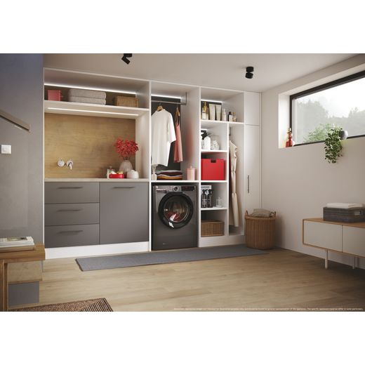 Hoover 31020227 H3WPS4126TAMBR80 12kg Washing Machine with 1400 rpm - Anthracite - Washing machine in kitchen shot