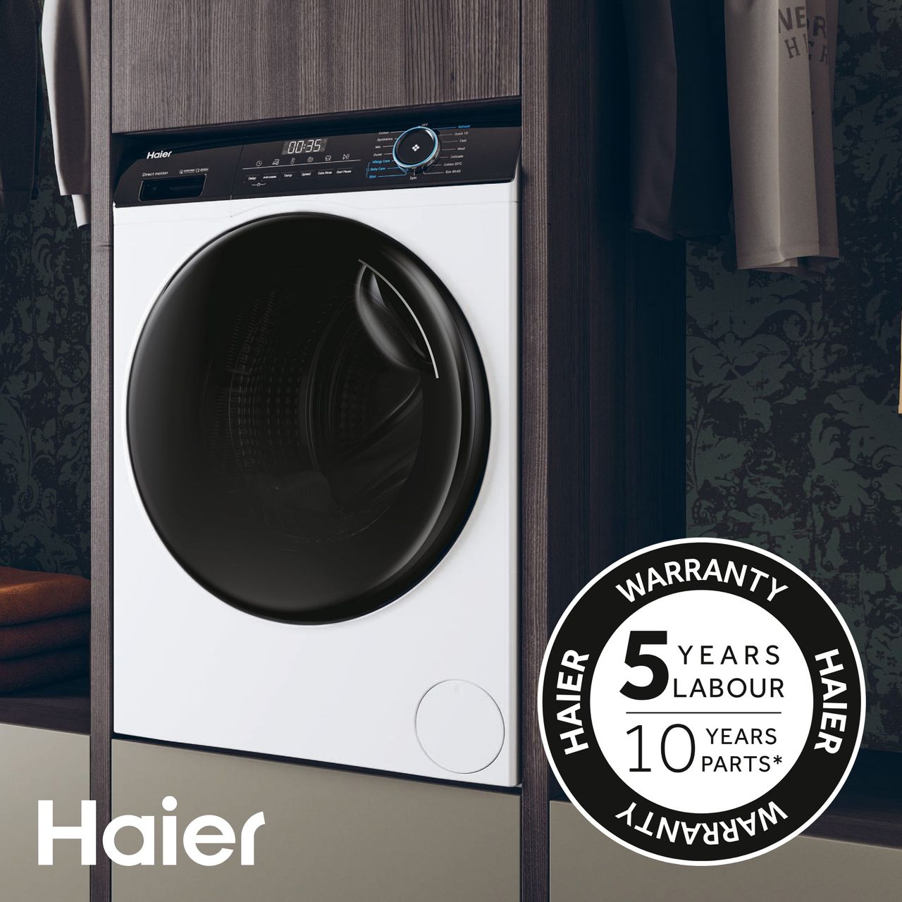 haier series 4 hwq90b416fwb uk integrated 9kg washing machine