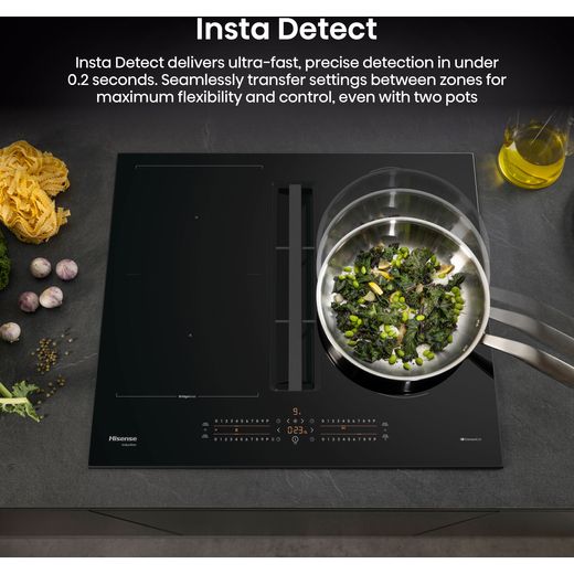 Hisense Hi6 HEH6432BSCWF 60cm Venting Induction Hob - Black - Annotation - Insta detect shot