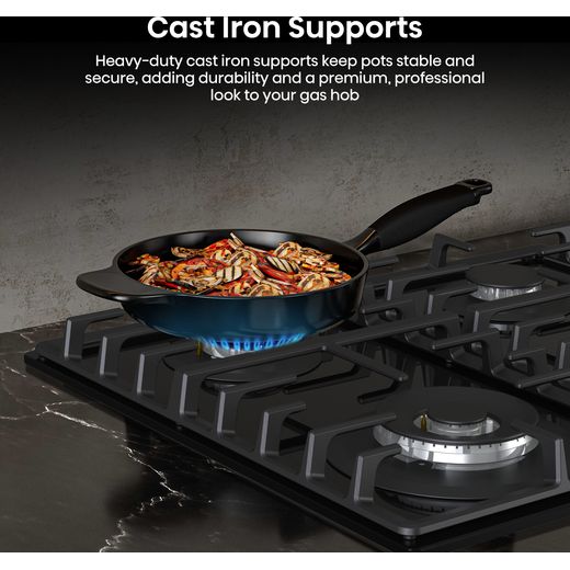 Hisense Hi2 HIPK2PBN60G1 Built In Electric Single Oven and Gas Hob Pack - Annotation - Cast iron support shot