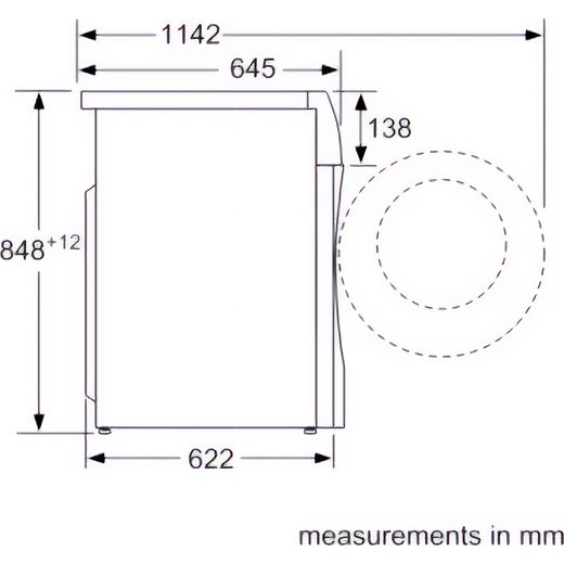 Siemens IQ-700 i-Dos™ 10.5Kg / 6.0Kg Washer Dryer - White - Annotation - Dimension shot