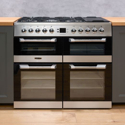 Leisure Cuisinemaster 100cm Dual Fuel Range Cooker - Stainless Steel - Range cooker in kitchen shot