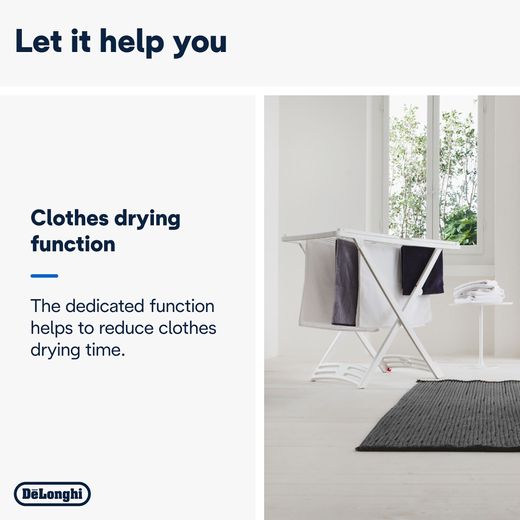 De'Longhi Dehumidifier - White - Annotation - Clothes drying function