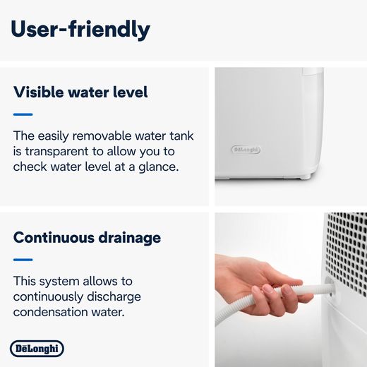 De'Longhi Dehumidifier - White - Annotation - User-friendly