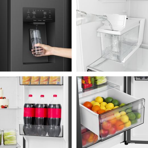 Hisense American Fridge Freezer - Black Stainless Steel - Combination shot