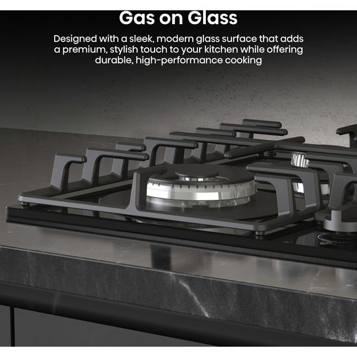 Hisense Hi2 HIPK2PBN60G1 Built In Electric Single Oven and Gas Hob Pack - Annotation - gas on glass shot