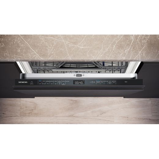 Siemens IQ-500 Fully Integrated Standard Dishwasher - Black with Fixed Door Fixing Kit - Control panel shot