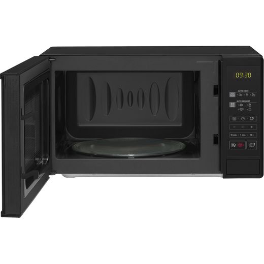 LG MH6042D 20 Litre 25cm High, Freestanding Small Microwave With Grill - Black - Front with door open shot