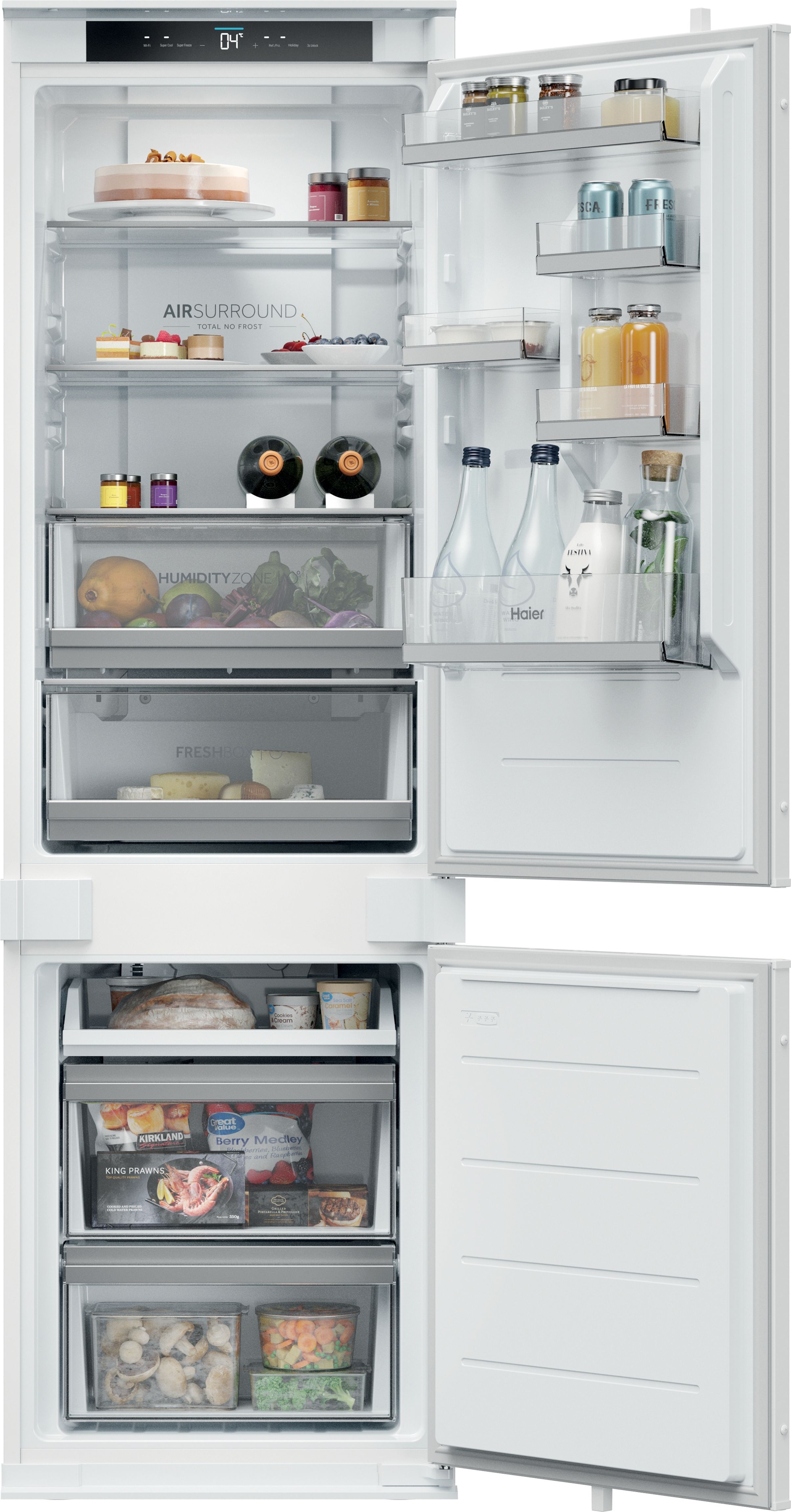 Haier 177cm Built-in Fridge Freezer - White - Humidity Zone, Air Surround, hOn App