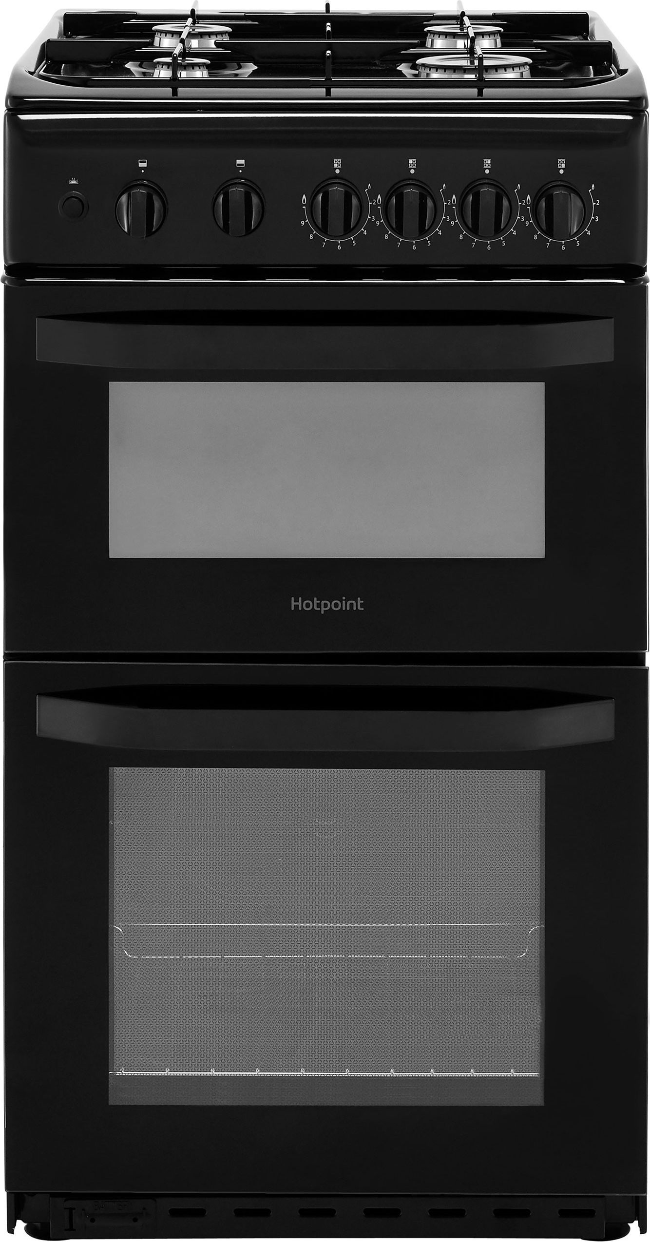 Hotpoint Cloe HD5G00KCB 50cm Freestanding Gas Cooker with Full Width Gas Grill - Black - A Rated, Black