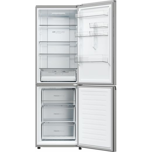 Haier 60/40 Frost Free Fridge Freezer - Platinum - Front with door open shot