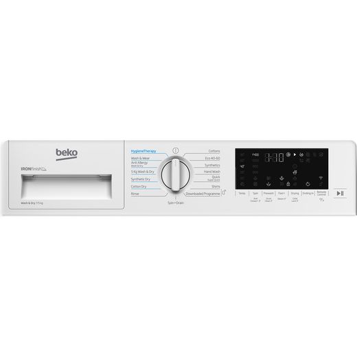 Beko SteamCure Integrated 7Kg / 5Kg Washer Dryer - White - Control panel shot