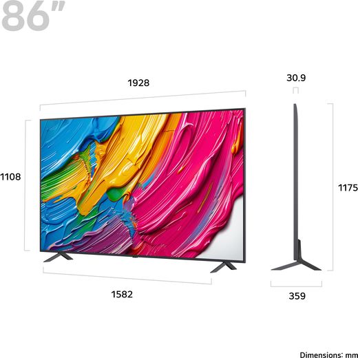 LG QNED80A6 86" 4K Ultra HD MiniLED Smart TV - Dimensions