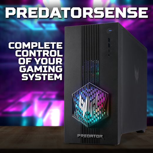 Acer Predator PO3-665 Gaming PC - NVIDIA® GeForce RTX™ 5070, Intel® Core™ i5, 512GB SSD - Black - Annotation - predator sense shot