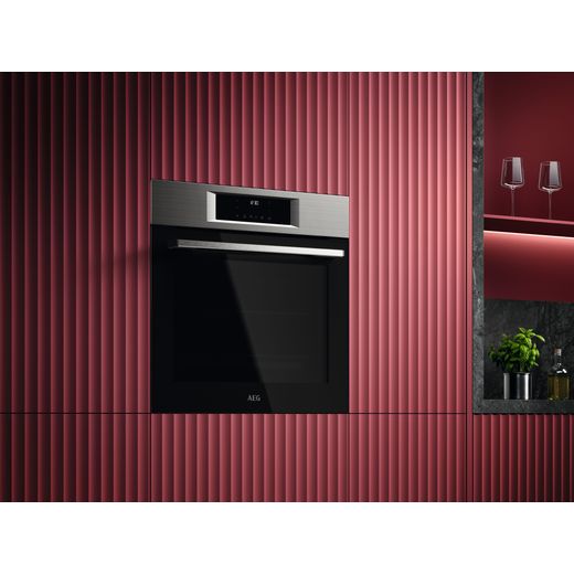 AEG SurroundCook OU5PB40PM Built In Electric Single Oven with Pyrolytic Cleaning - Stainless Steel - Oven in wall in kitchen