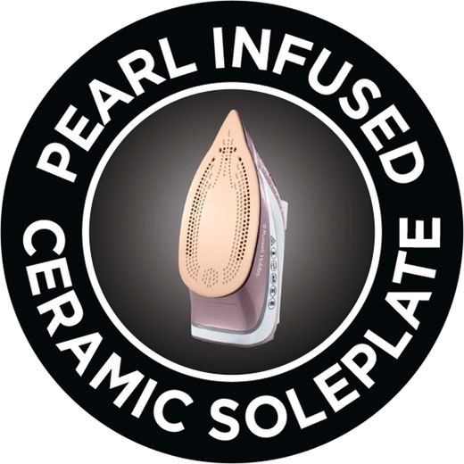 Russell Hobbs Pearl Glide 23972 2600 Watt Iron -Pink - Annotation - pearl infused shot
