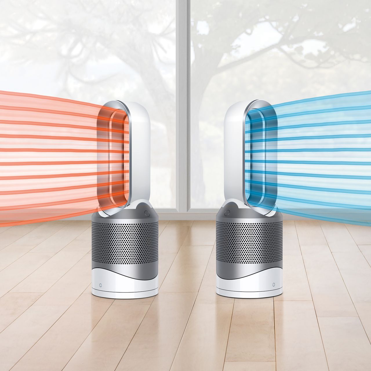 Dyson Pure Hot + Cool HP00 Air Purifier with Fan Cooling - Silver / White