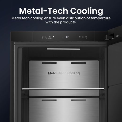 Hisense KitchenFit Frost Free Upright Freezer - Black Stainless Steel - Annotation - Metal-tech cooling