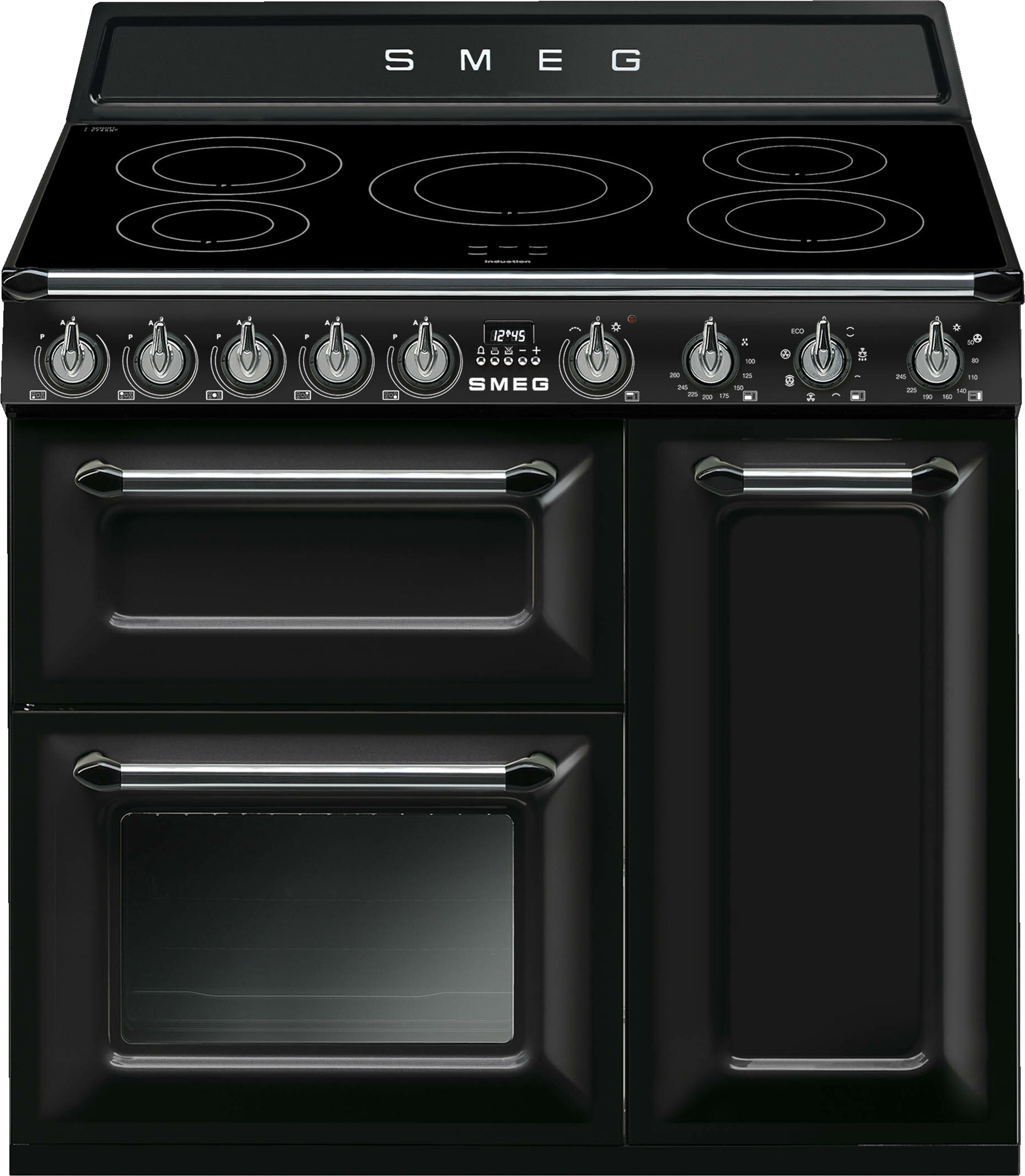 Smeg Victoria TR93IBL2 90cm Electric Range Cooker with Induction Hob - Black - A/B Rated, Black