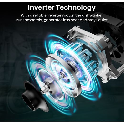 Hisense HV16AUK Full-Size Fully Integrated Dishwasher - Annotation - Inverter Technology