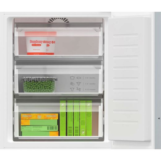 Bosch Series 4 KIN86VFE0G 177cm 60/40 Integrated Frost Free Fridge Freezer with Fixed Door Fixing Kit - White - Freezer drawer shot