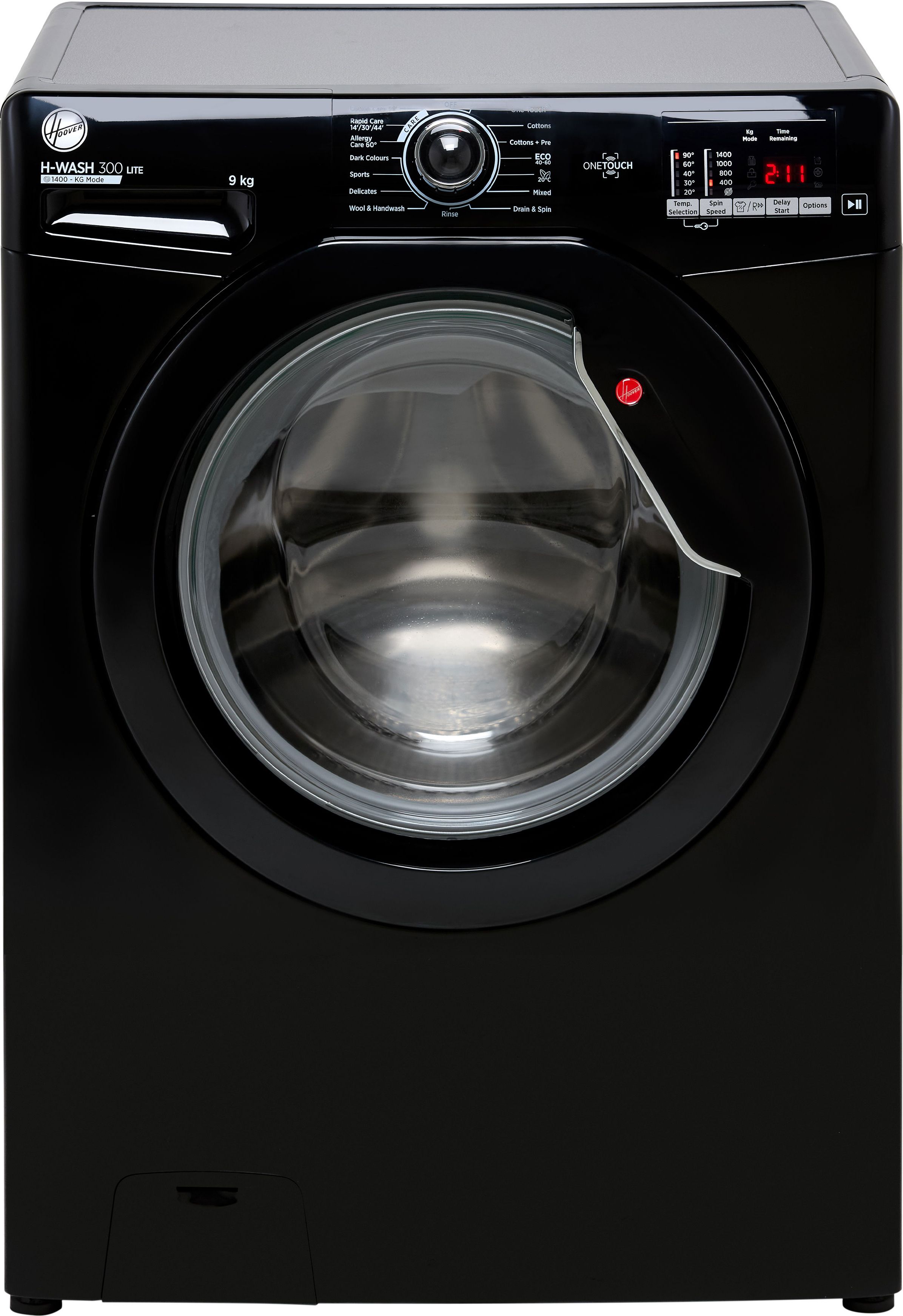 Hoover H-WASH 300 LITE H3W492DABB4/1-80 9kg Washing Machine with 1400 rpm - Black - B Rated, Black