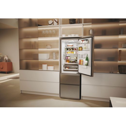 Haier 3D 60 Series 5 HTW5618EWMG Wifi Connected 185cm High 60/40 No Frost Fridge Freezer - Stainless Steel  - Fridge freezer in kitchen shot
