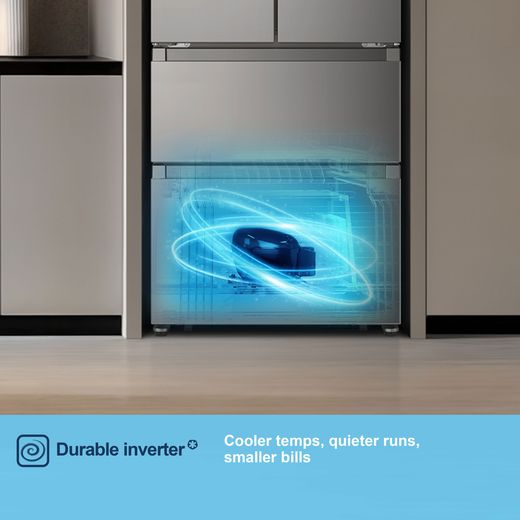 Fridgemaster American Fridge Freezer - Silver - Annotation - Durable inverter shot
