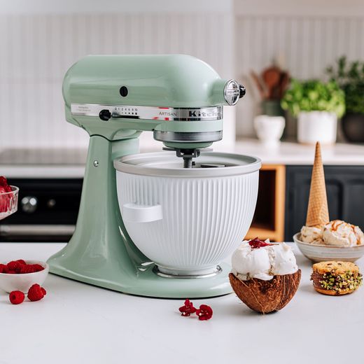 KitchenAid Artisan 5KSM125BPT Stand Mixer with 4.8 Litre Bowl - Pistachio - Mixer in kitchen on worktop