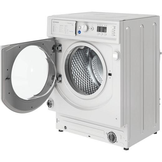 Indesit BI WMIL 91485 UK 8kg Washing Machine with 1400 rpm - White - left perspective with door open shot 