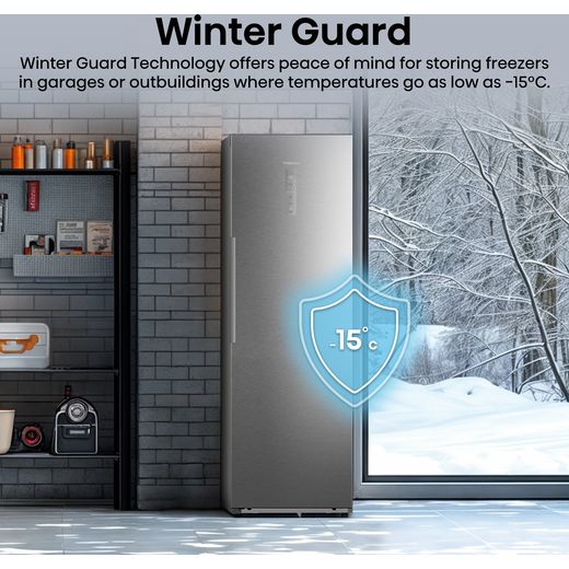 Hisense FT3K310SAIE 186cm Upright Freezer - Silver - Annotation - winter guard shot