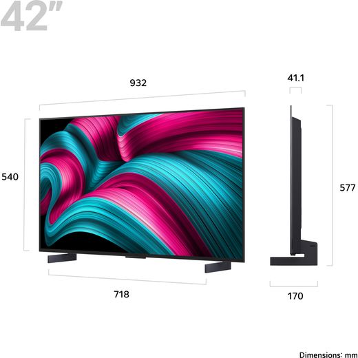 LG C55LA 4K Ultra HD Smart TV - Annotation - Dimension shot 